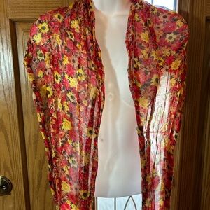 💚3/$25 Floral Women's Scarf with red yellow orange flowers
